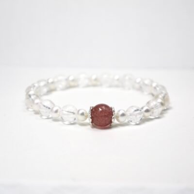 Clear Quartz Strawberry Quartz Bracelet