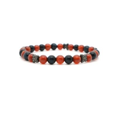 Garnet & Silver Obsidian Butterfly Bracelet