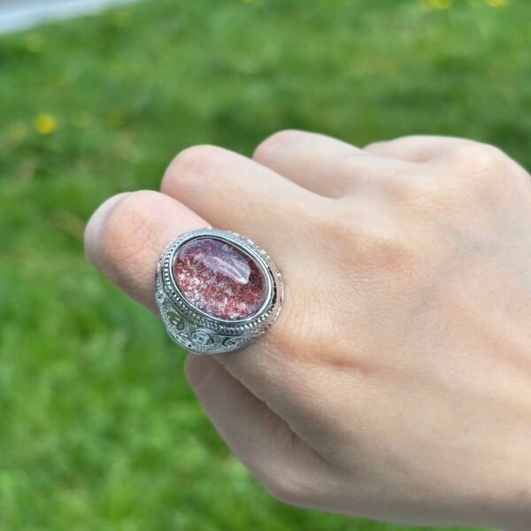 Red Phantom Quartz Ring - Large Stone Edition