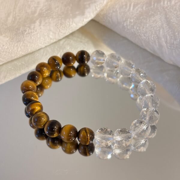 Golden Tiger Eye & Faceted Clear Quartz Bracelet