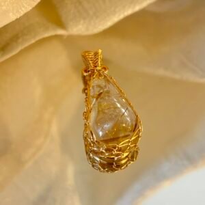 Golden Rutilated Quartz Wrapped Pendant