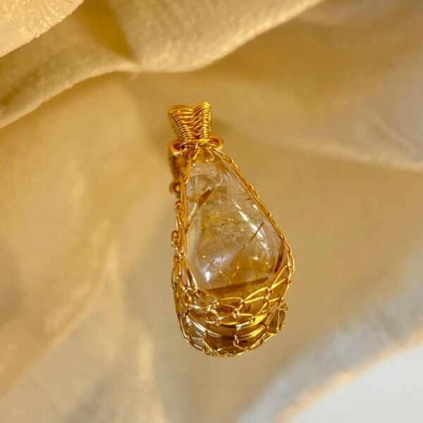 Golden Rutilated Quartz Wrapped Pendant